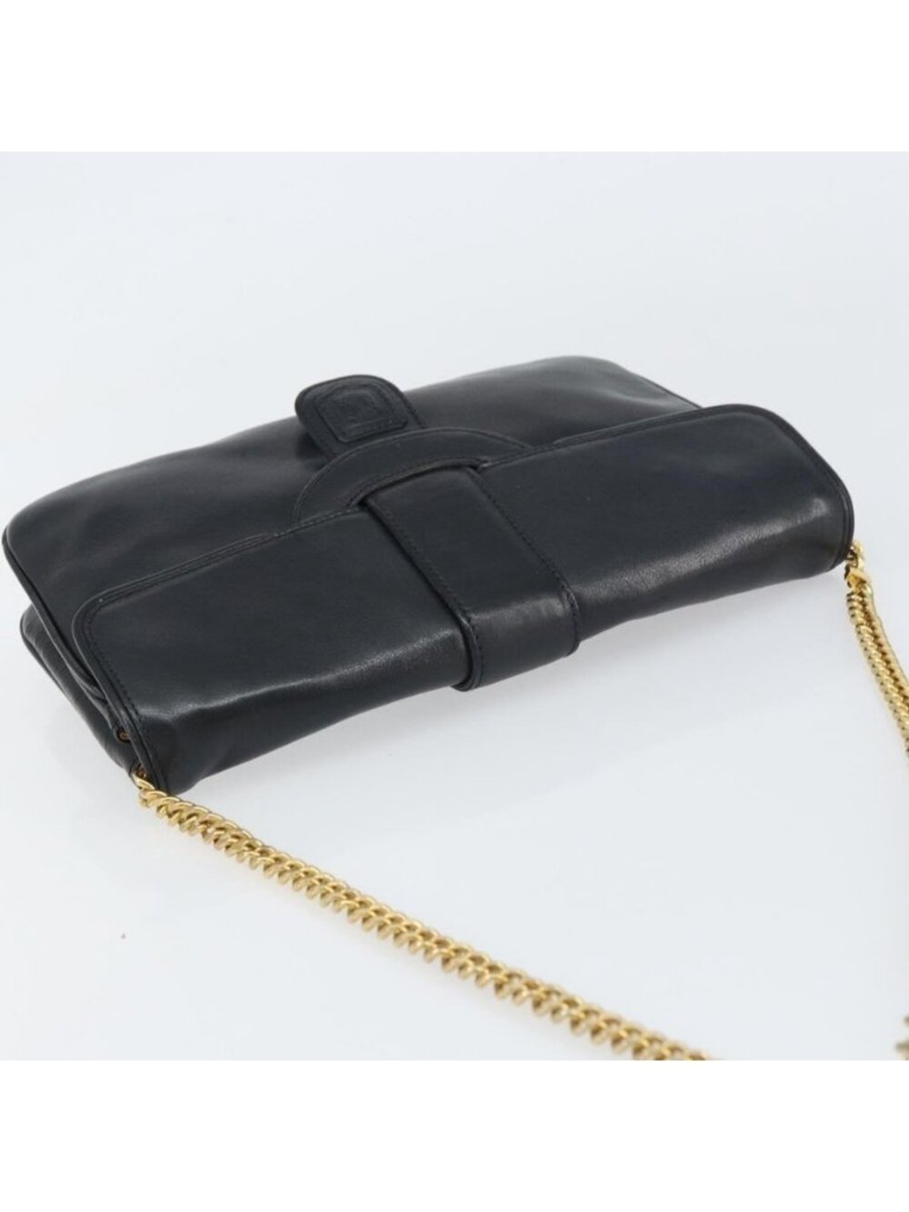 Authentic CELINE Chain Shoulder Bag Leather Black Gold - Picture 13 of 16
